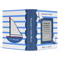 Baby Boys Nautical Sailboats Baby Photo Album Vinyl Binders