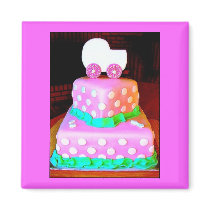 Baby Buggy Cake - Girl Magnets