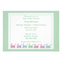 Baby Buggy Shower Invitation (Green)