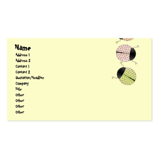 Baby Bugs. Business Card Template