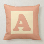 Baby building block throw pIllow letter A (orange)