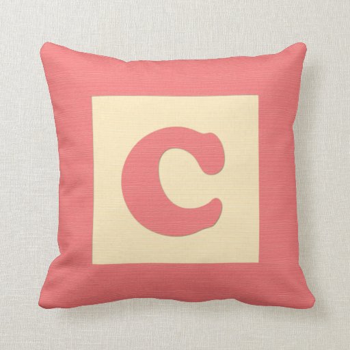 Baby building block throw pIllow letter C (red) Zazzle