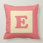 Baby building block throw pIllow letter E (red)