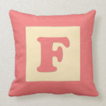 Baby building block throw pIllow letter F (red)