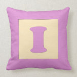 Baby building block throw pIllow letter I (pink)