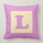 Baby building block throw pIllow letter L (pink)