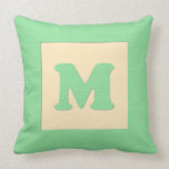 Baby building block throw pIllow letter M (green)