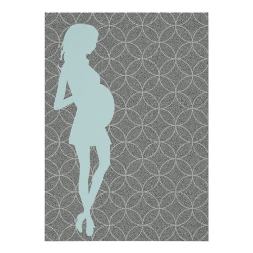 Baby Bump Silhouette Invite [Teal]