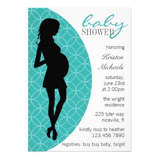 Baby Bump Silhouette Invite [Teal]