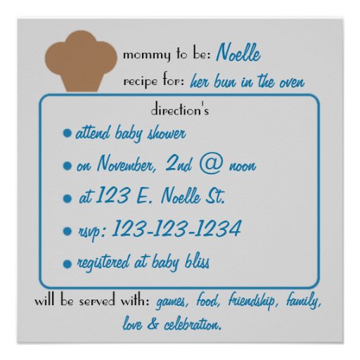 Baby Bun Recipe Invitation(blue)