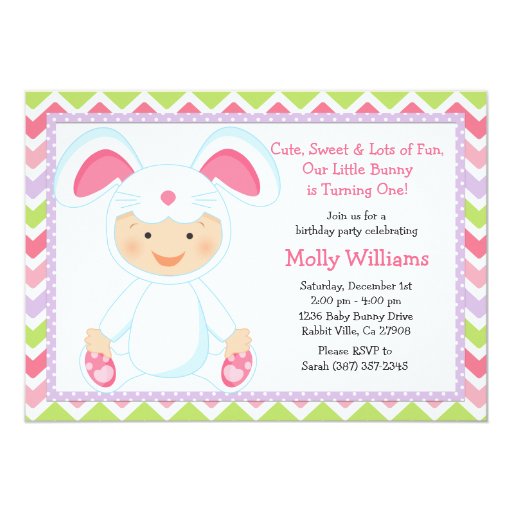 Baby Bunny Birthday Party Invitation (front side)