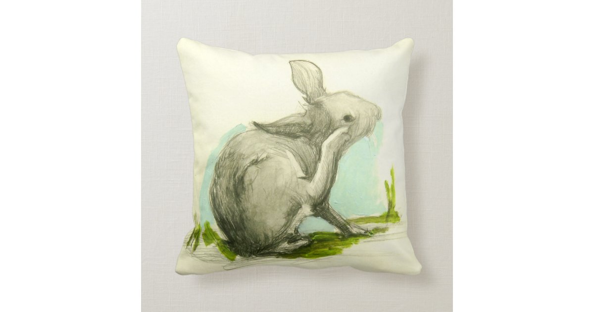 Baby Bunny Single Sided Black White Blue and Green Throw Pillow Zazzle