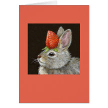baby bunny with strawberry card