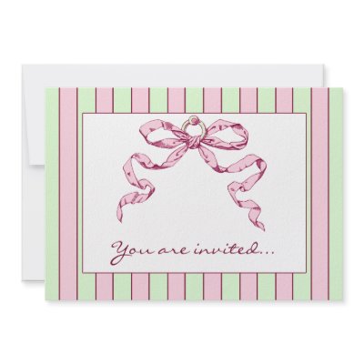 Baby Business Green & Pink Striped Invitations by BuildMyBrand