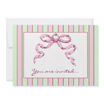 Baby Business Green & Pink Striped Invitations