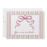 Baby Business Green &amp; Pink Striped Invitations