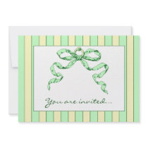 Baby Business Green & Yellow Striped Invitations