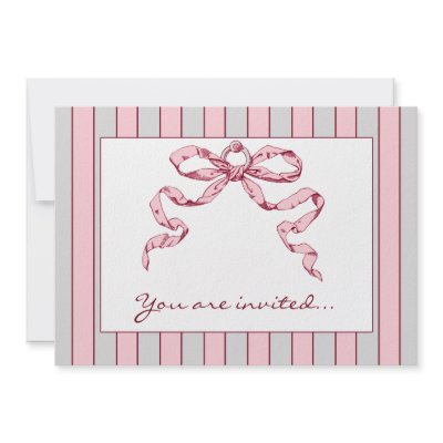Baby Business Grey & Pink Striped Invitations by BuildMyBrand