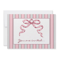 Baby Business Grey & Pink Striped Invitations