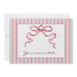 Baby Business Grey &amp; Pink Striped Invitations