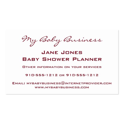 Baby Business Pink Bows Business Cards (back side)