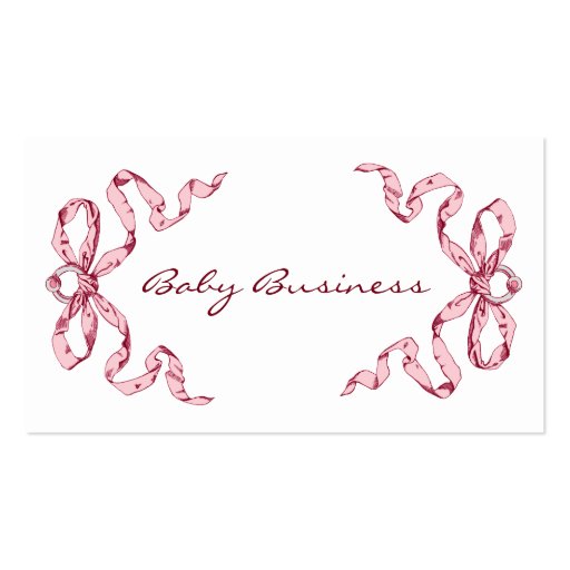 Baby Business Pink Bows Business Cards (front side)