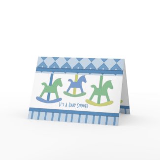 Baby Carousel Collection Baby Shower Card in Blue card
