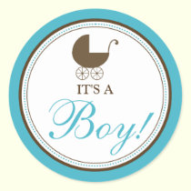 Baby Carriage Announcement Sticker (aqua) stickers