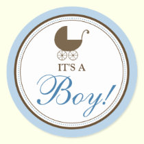 Baby Carriage Announcement Sticker (blue) stickers