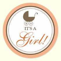 Baby Carriage Announcement Sticker (coral) stickers