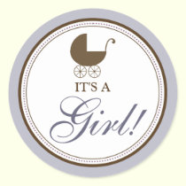 Baby Carriage Announcement Sticker (lilac) stickers