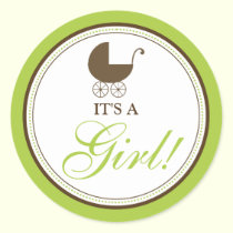 Baby Carriage Announcement Sticker (lime) stickers