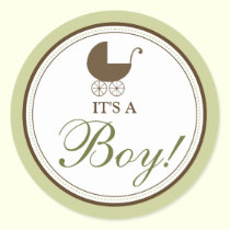Baby Carriage Announcement Sticker (sage) stickers