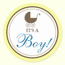 Baby Carriage Announcement Sticker (yellow) stickers