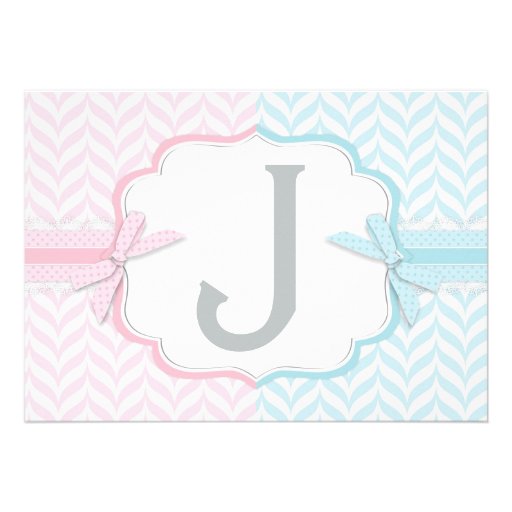 Baby Carriage & Chevron Print Gender Reveal Invitations (front side)