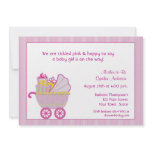 Baby Carriage, Gifts, Pink Baby Shower Invitation