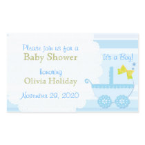 Baby Carriage It's a Boy! Blue Baby Shower Sticker stickers