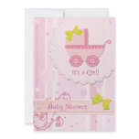 Baby Carriage It's a Girl! Pink Baby Shower Invite