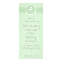 Baby Carriage Medallion Green Shower Invitation