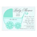 Baby Carriage Shower Turquoise and Gray Custom Announcements