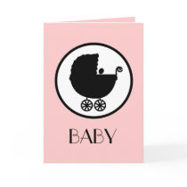 Baby Carriage Silhouette Announcement Card