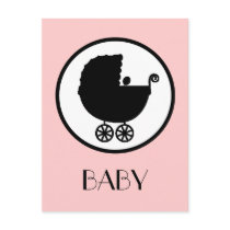 Baby Carriage Silhouette Announcement Postcard