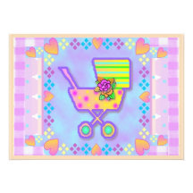 Baby Carriage template cards Announcement