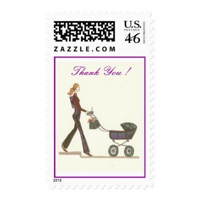 Baby Carriage, Thank You ! Postage Stamp by suprkdtchr