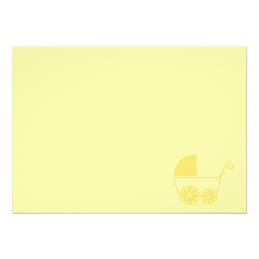 Baby Carriage Yellow and Grey Personalized Invitation