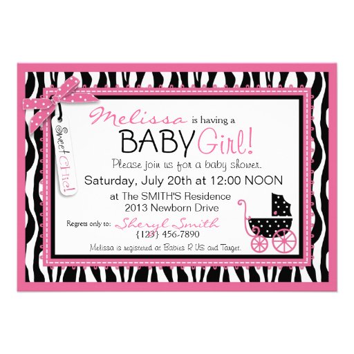 baby_carriage_zebra_print_hot_pink_baby_shower_invitation ...
