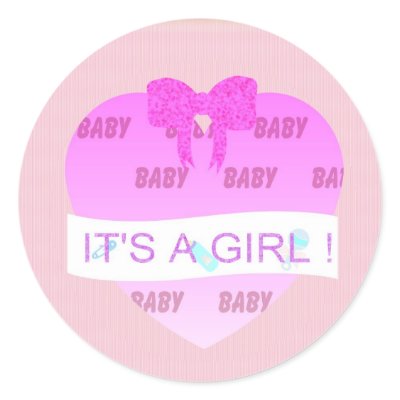 BABY CELEBRATION - IT'S A GIRL ! ROUND STICKERS by Shoparama