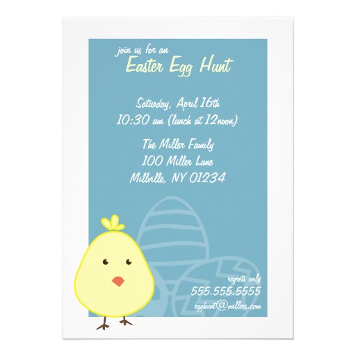 Baby Chick Easter Egg Hunt Invitations (front side)