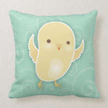 Baby Chick on Mint Green - Throw Pillow