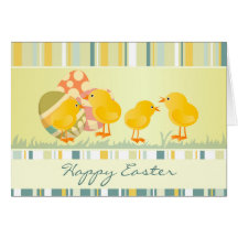 Baby Chicks and Eggs Easter Card